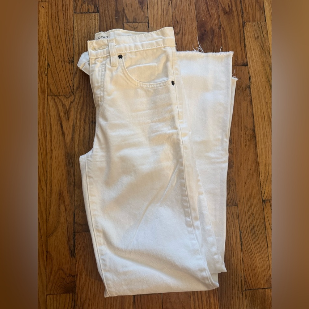 Nili Lotan Cream Denim Pants